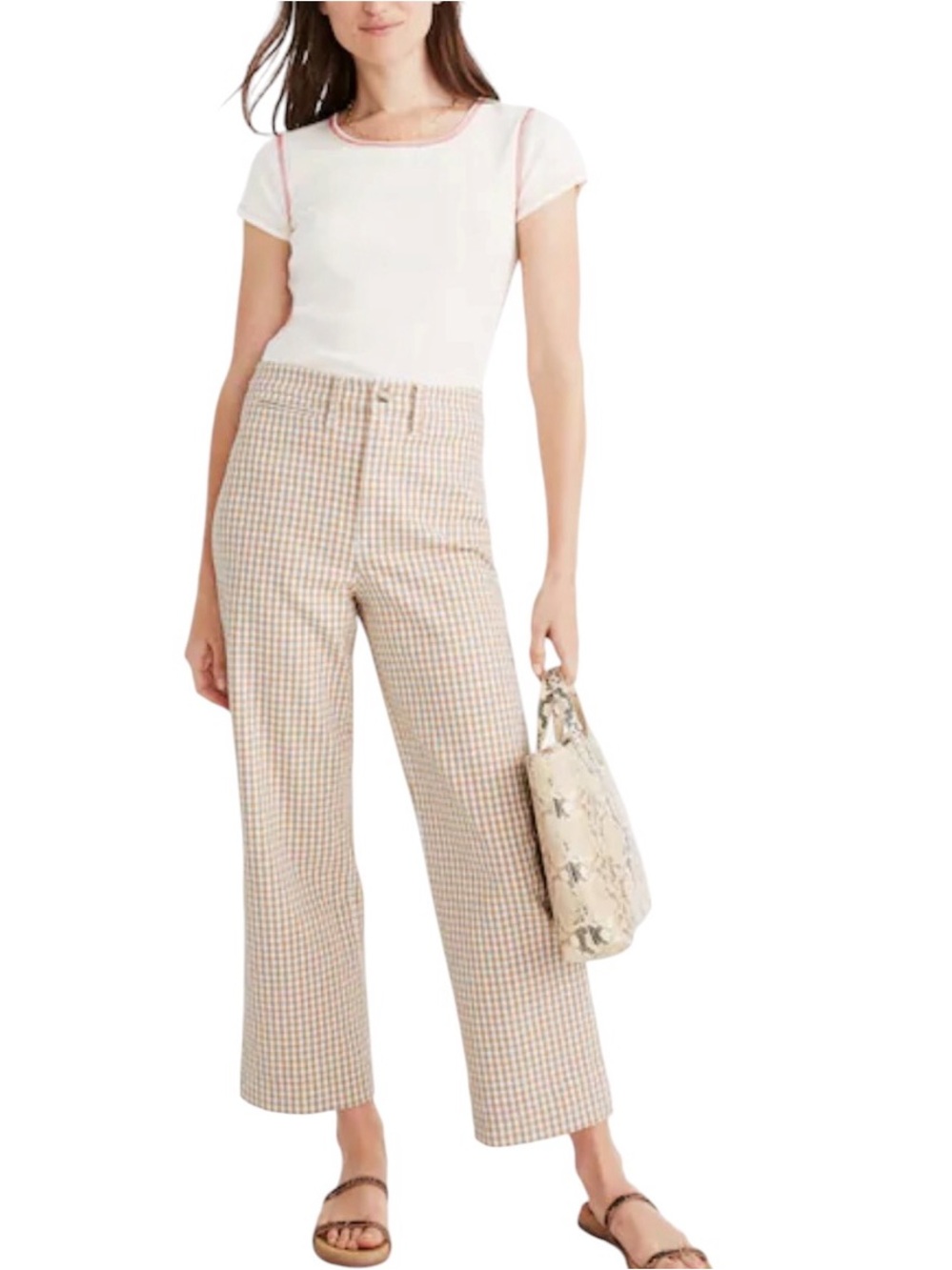 MADEWELL Gingham Check Slim Emmet Wide Leg Pants Size 29